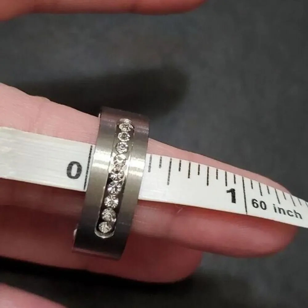 Stainless steel ring with rhinestones size 11